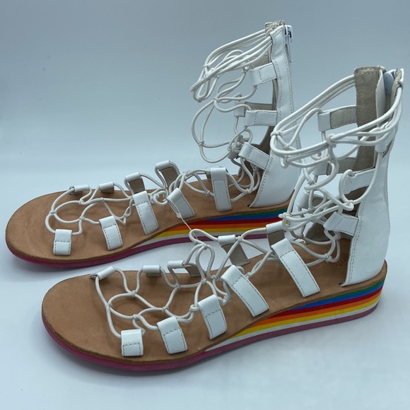 JEFFREY CAMPBELL BURMA White Rainbow Wedge Gladiator Sandal Size 8M - Picture 6 of 16